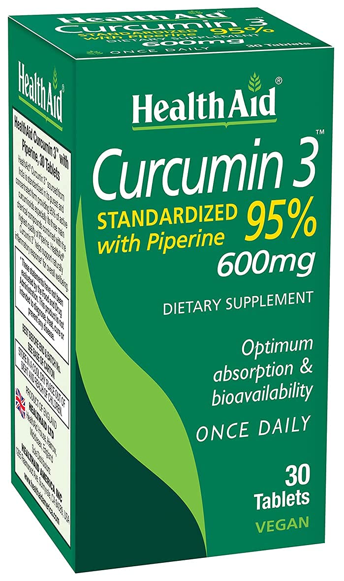 HealthAid Curcumin Complex 600mg capsule bottle front view