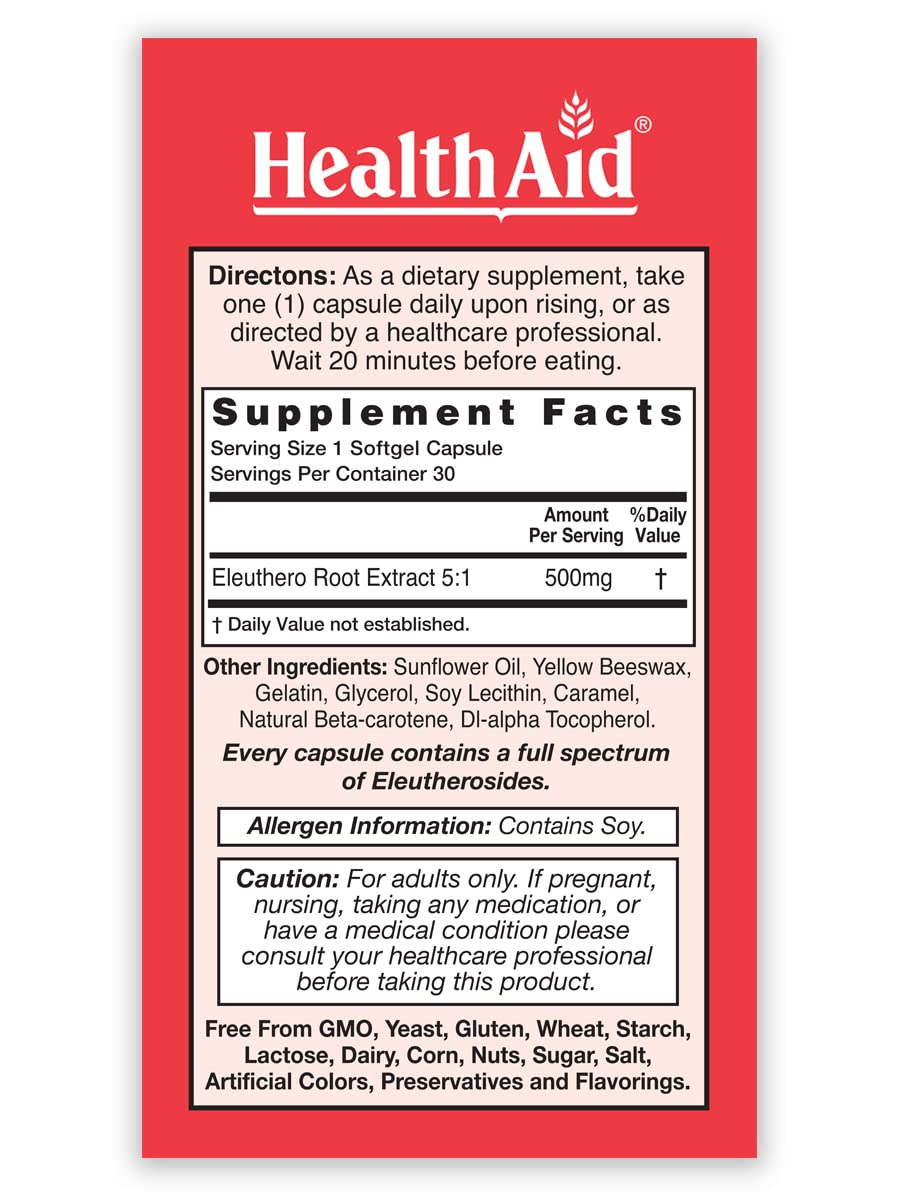 HealthAid Eleuthero softgel capsules packaging