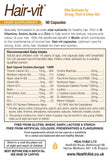 HealthAid Hair Support Capsules 100g back view with ingredient list