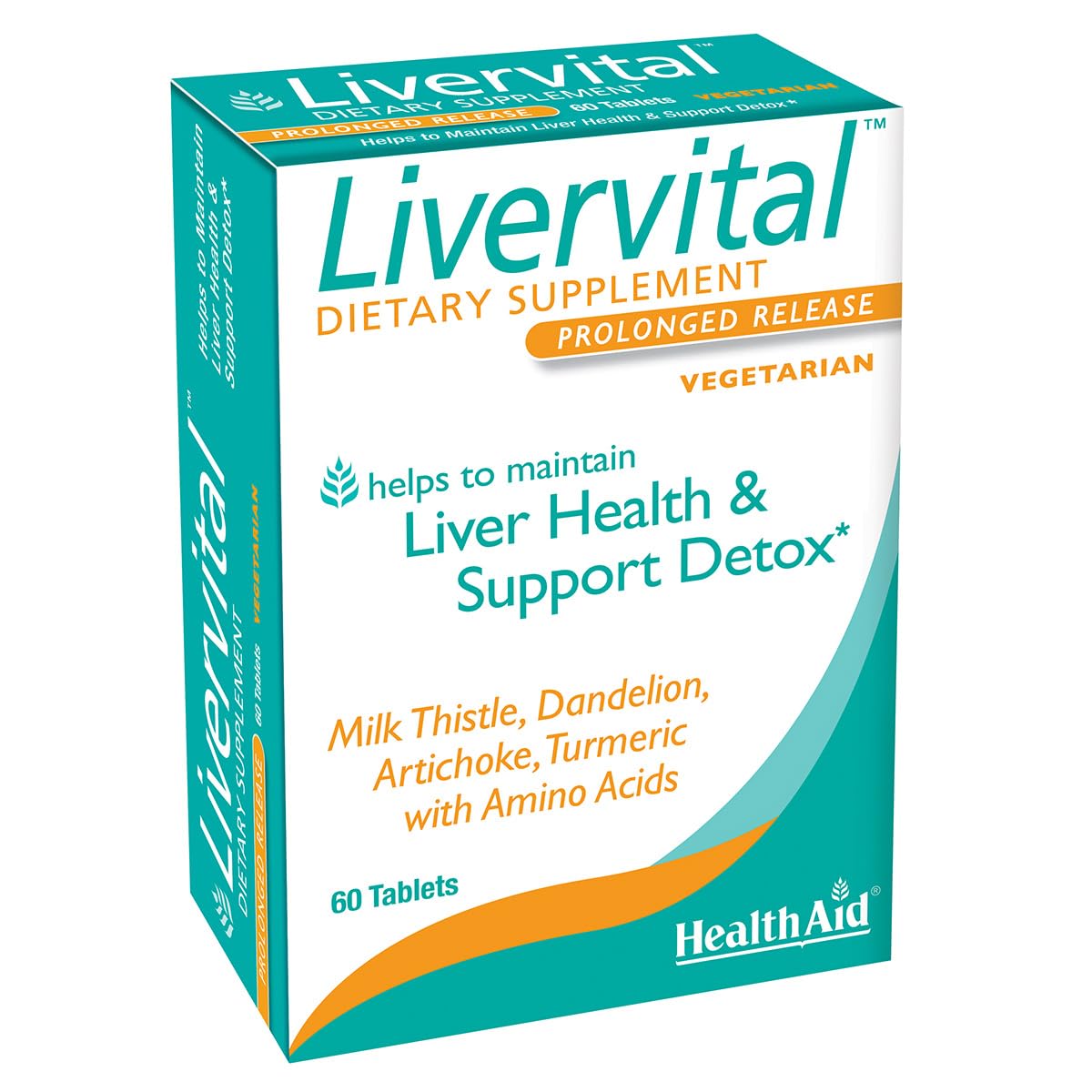 HealthAid Herbal Liver Support Tablets 60 count front view