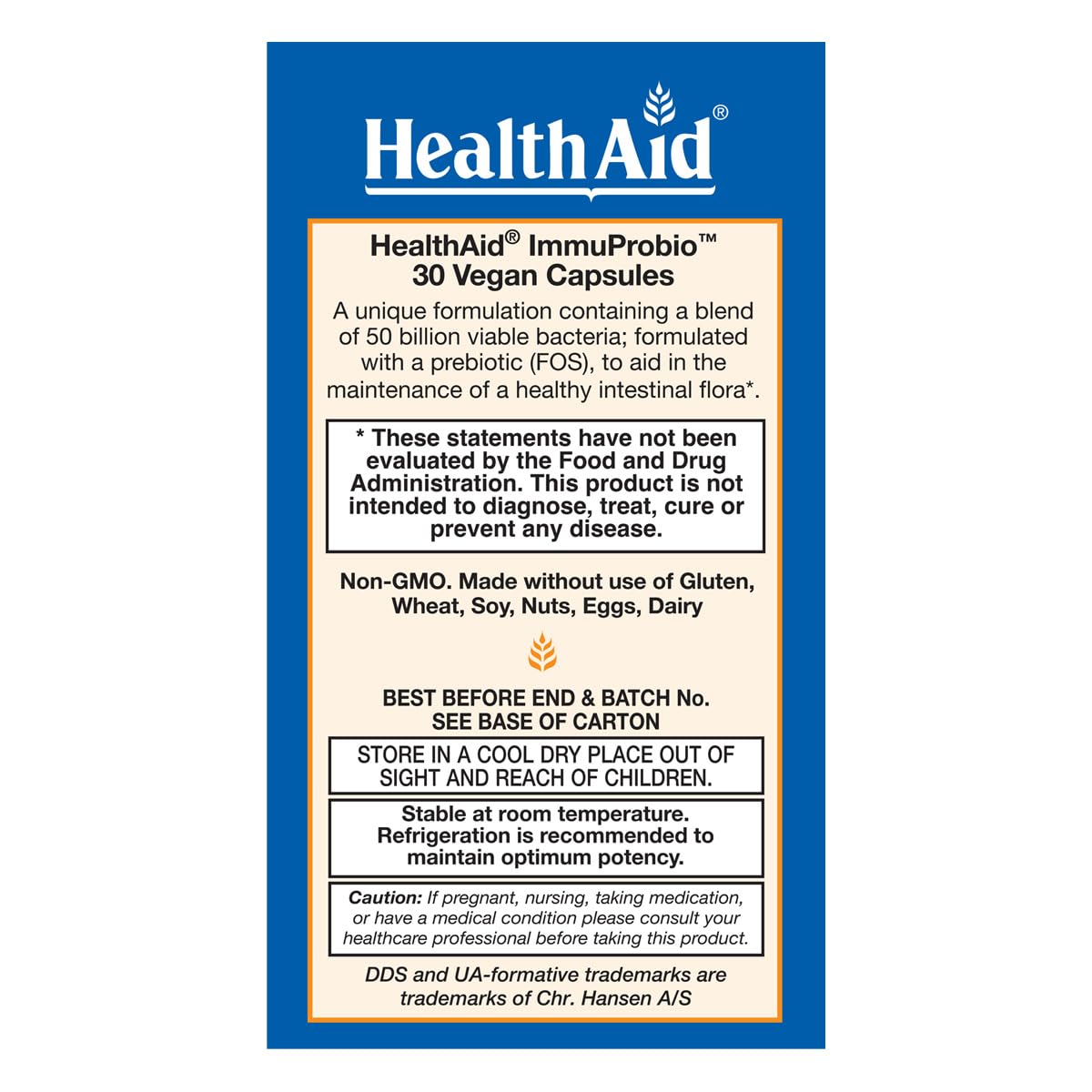HealthAid Probiotic Capsules showing capsule size and shape