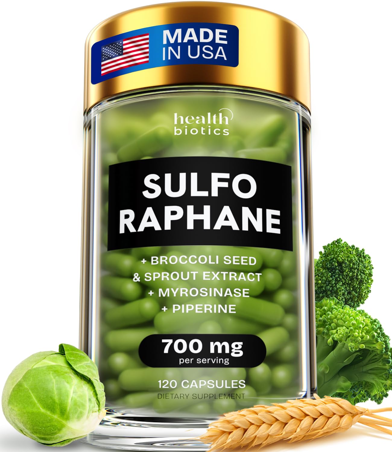Healthbiotics Sulforaphane Organic Broccoli Sprouts 91g front view