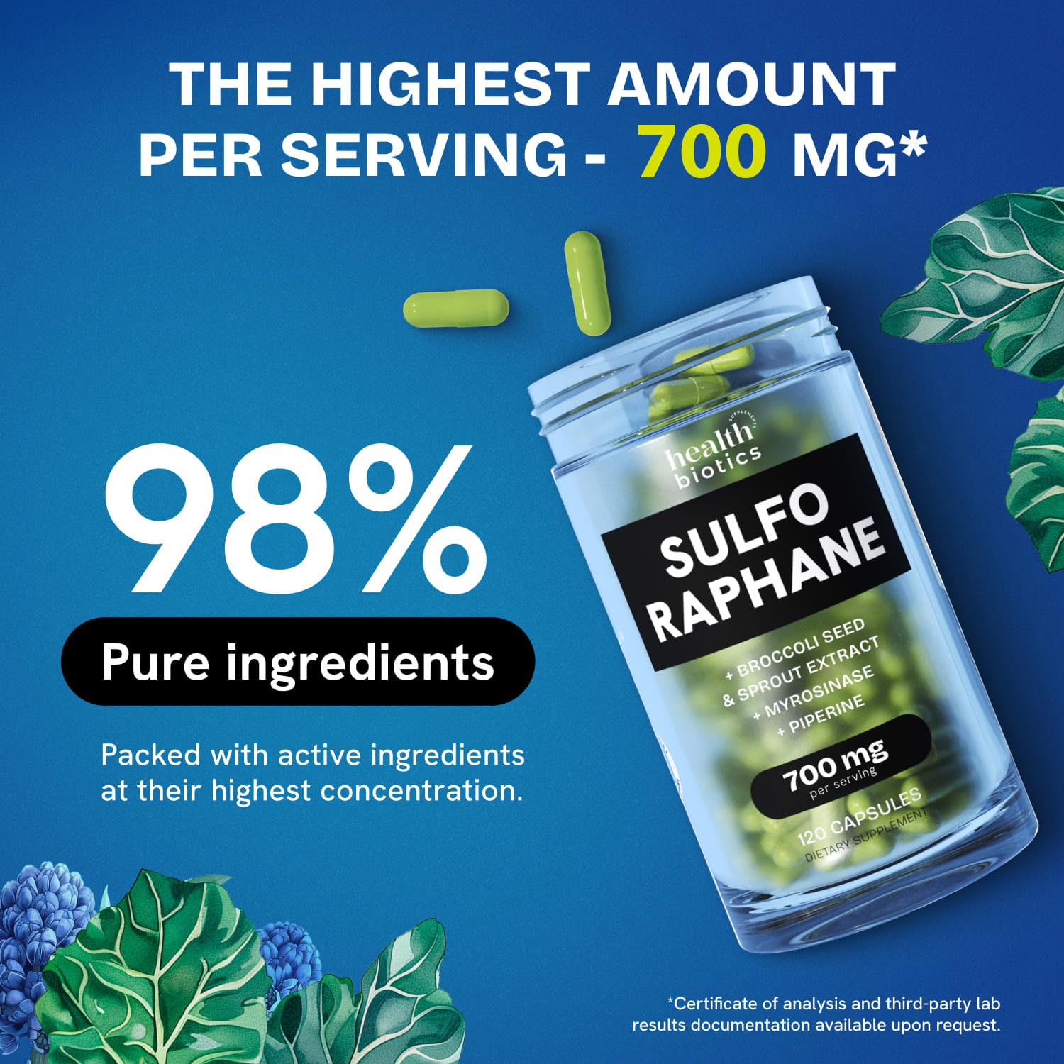 Healthbiotics Sulforaphane Organic Broccoli Supplement 191g side view