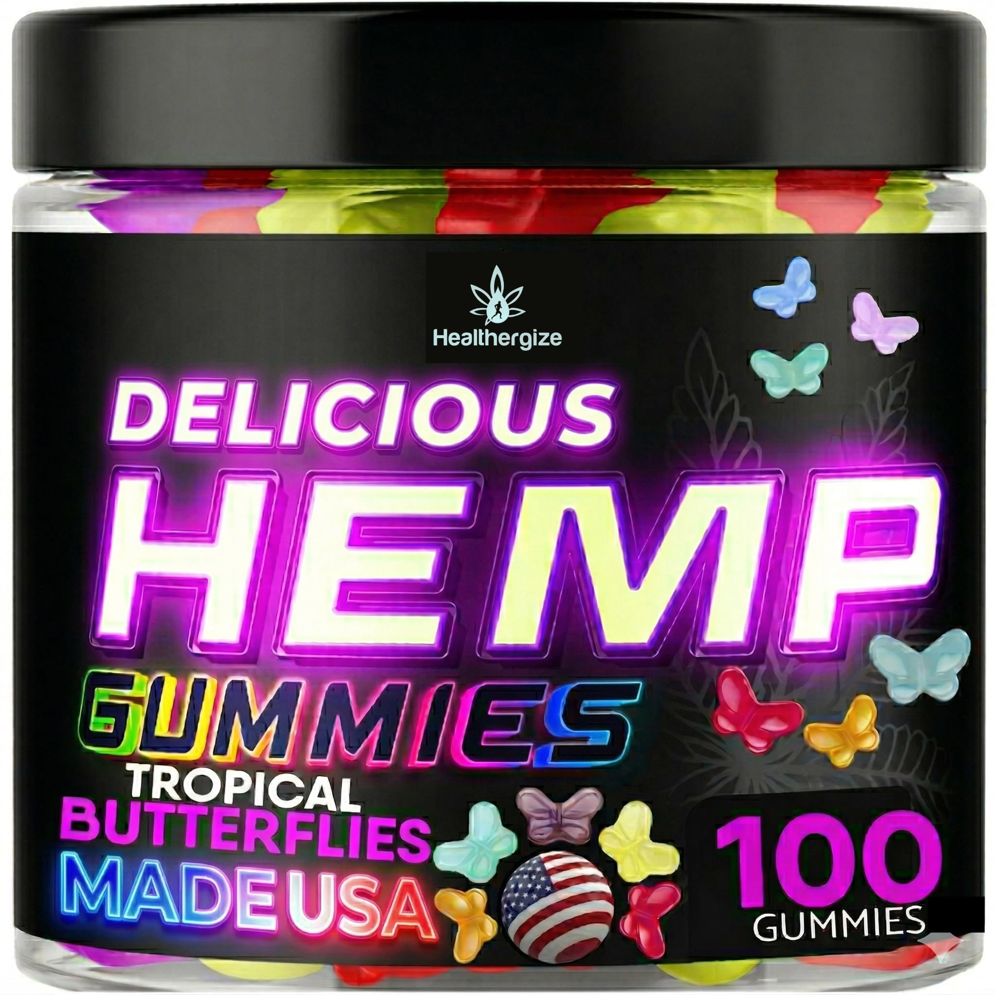 Healthergize Hemp Edibles Sleep Gummies bottle front view