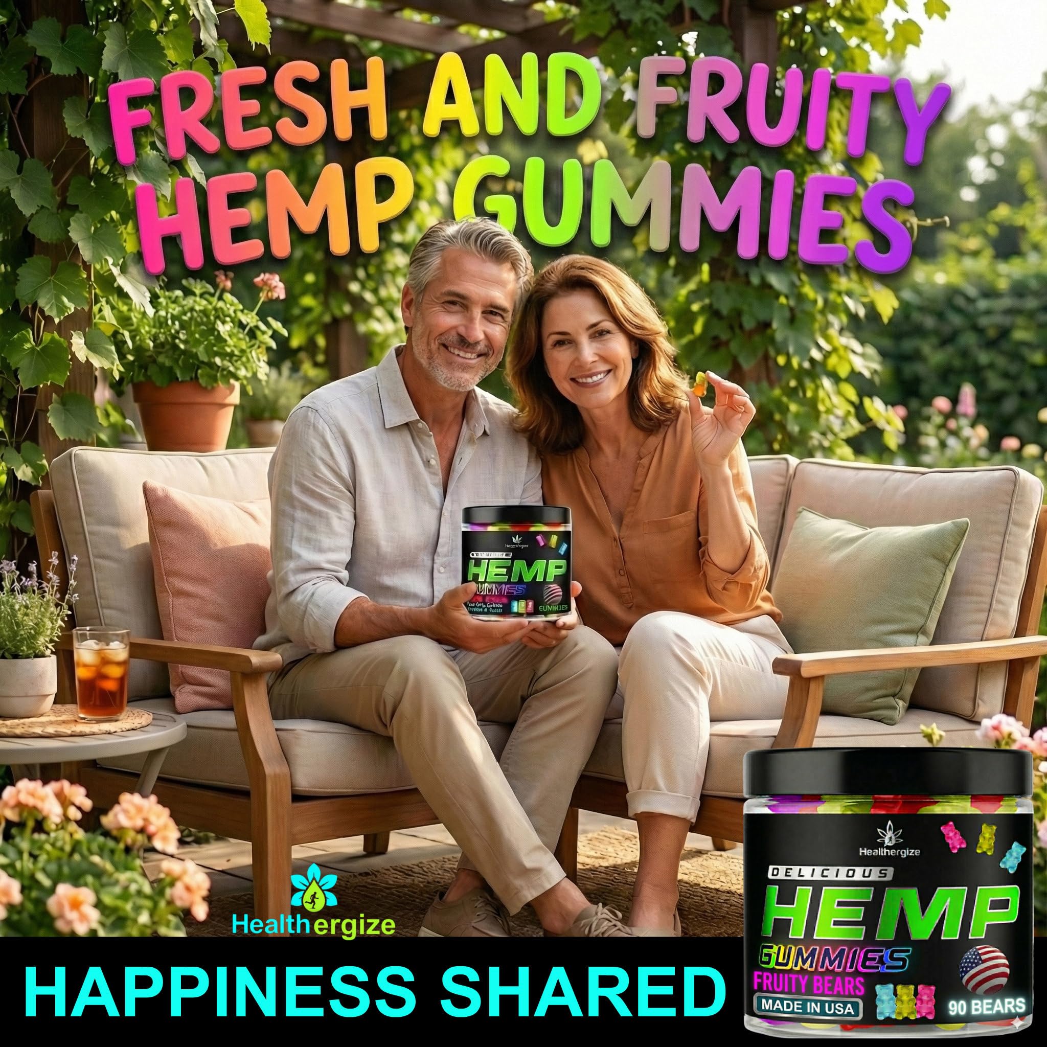 Healthergize Hemp Edibles Sleep Gummies in a bowl highlighting their chewy texture