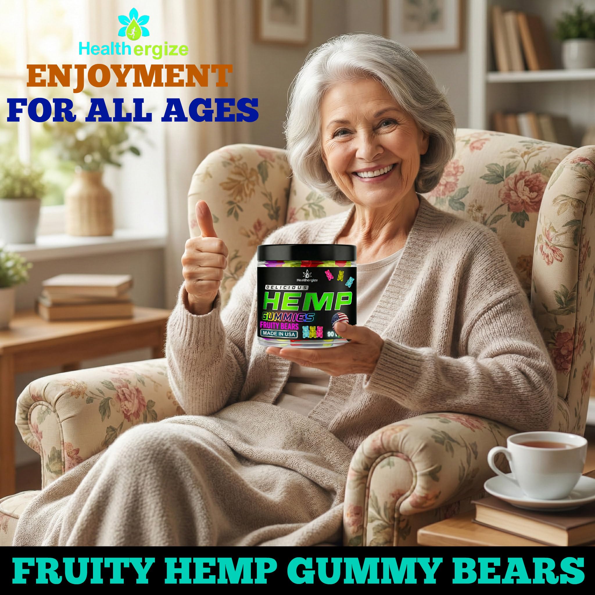 Healthergize Hemp Edibles Sleep Gummies packaging with 90 count label