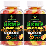 Healthergize Hemp Gummies 2 Pack front view with peach rings
