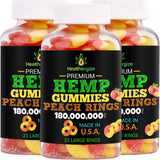 Healthergize Hemp Gummies 3-Pack Fresh Peach Rings front view