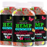 Healthergize Hemp Gummies 3-Pack front view with packaging