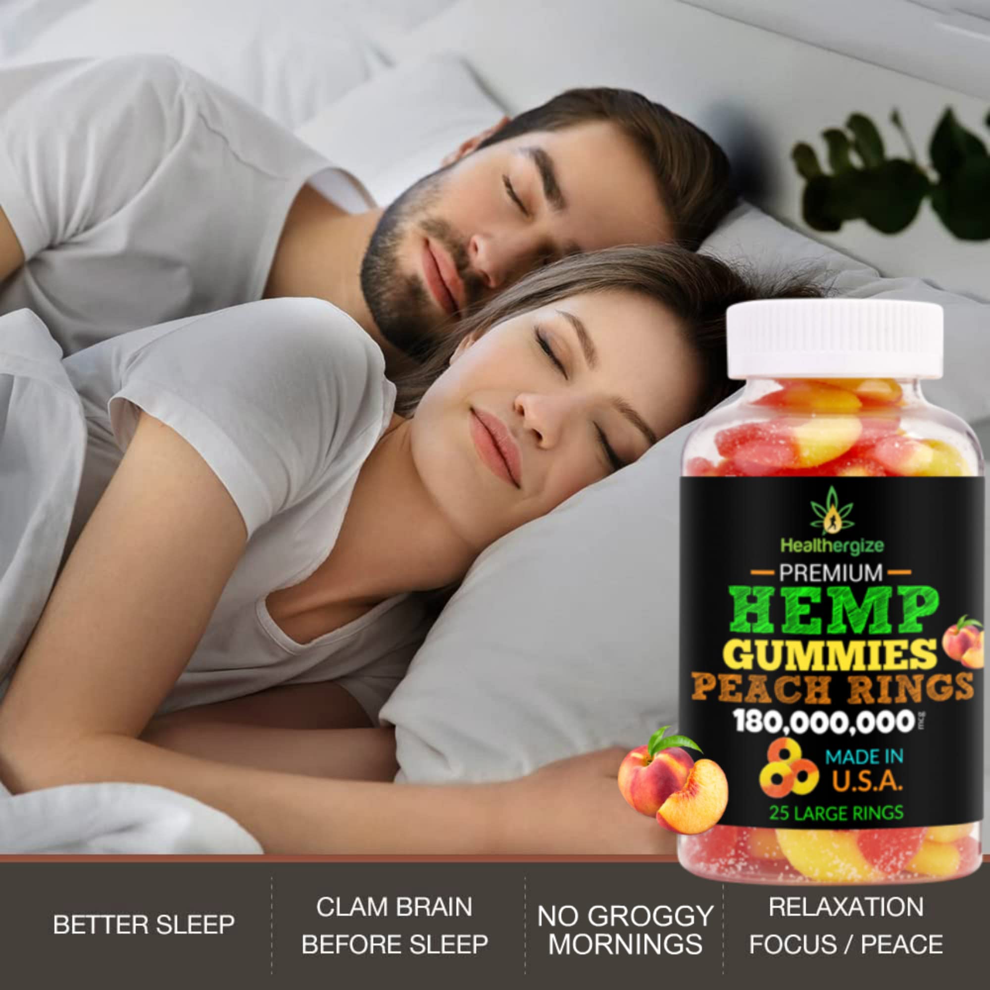 Healthergize Hemp Gummies 3-Pack packaging side view