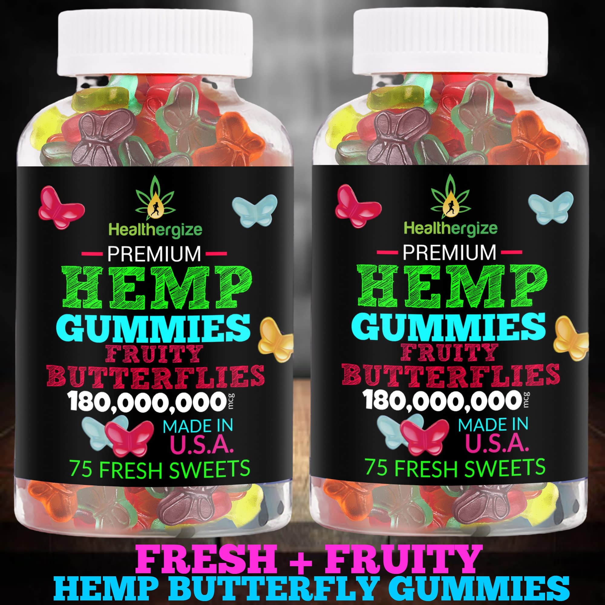 Healthergize Hemp Gummies beside a glass of water