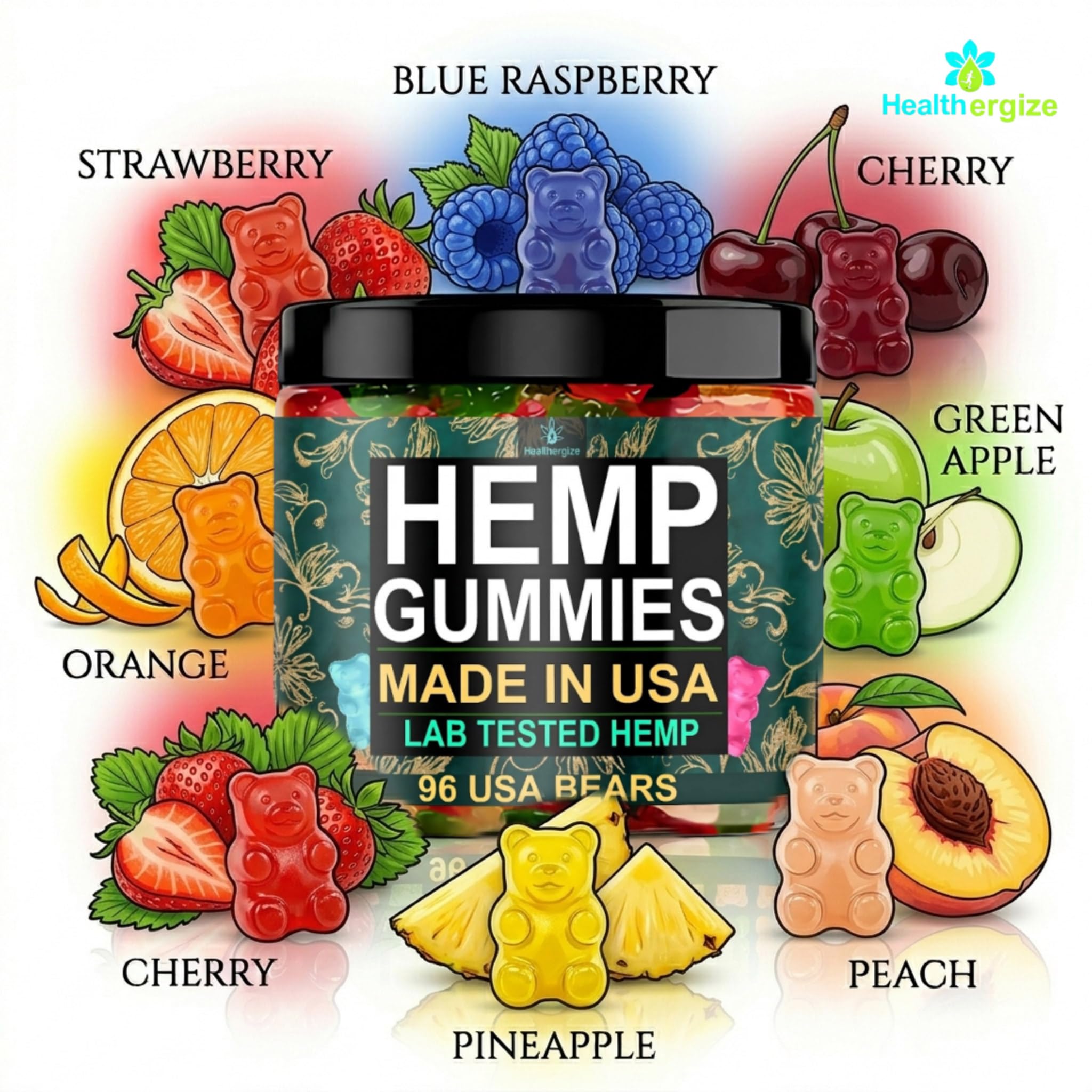 Healthergize Hemp Gummies Black Cherry flavour