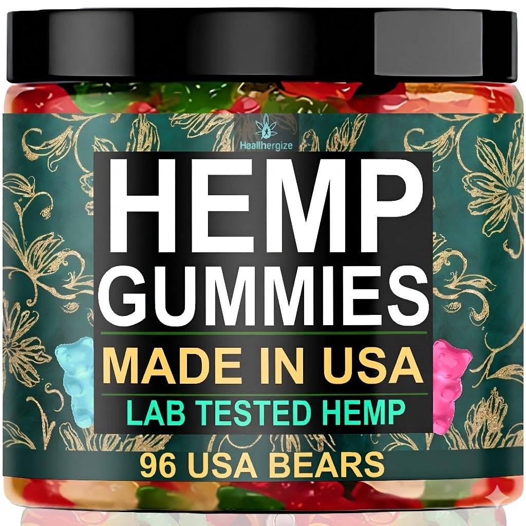 Healthergize Hemp Gummies for Sleep 96 count jar front view