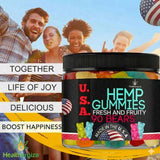 Healthergize Hemp Gummies in a bowl with assorted flavours