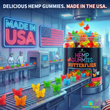 Healthergize Hemp Gummies showing Blue Raspberry and Lime Spritz flavours