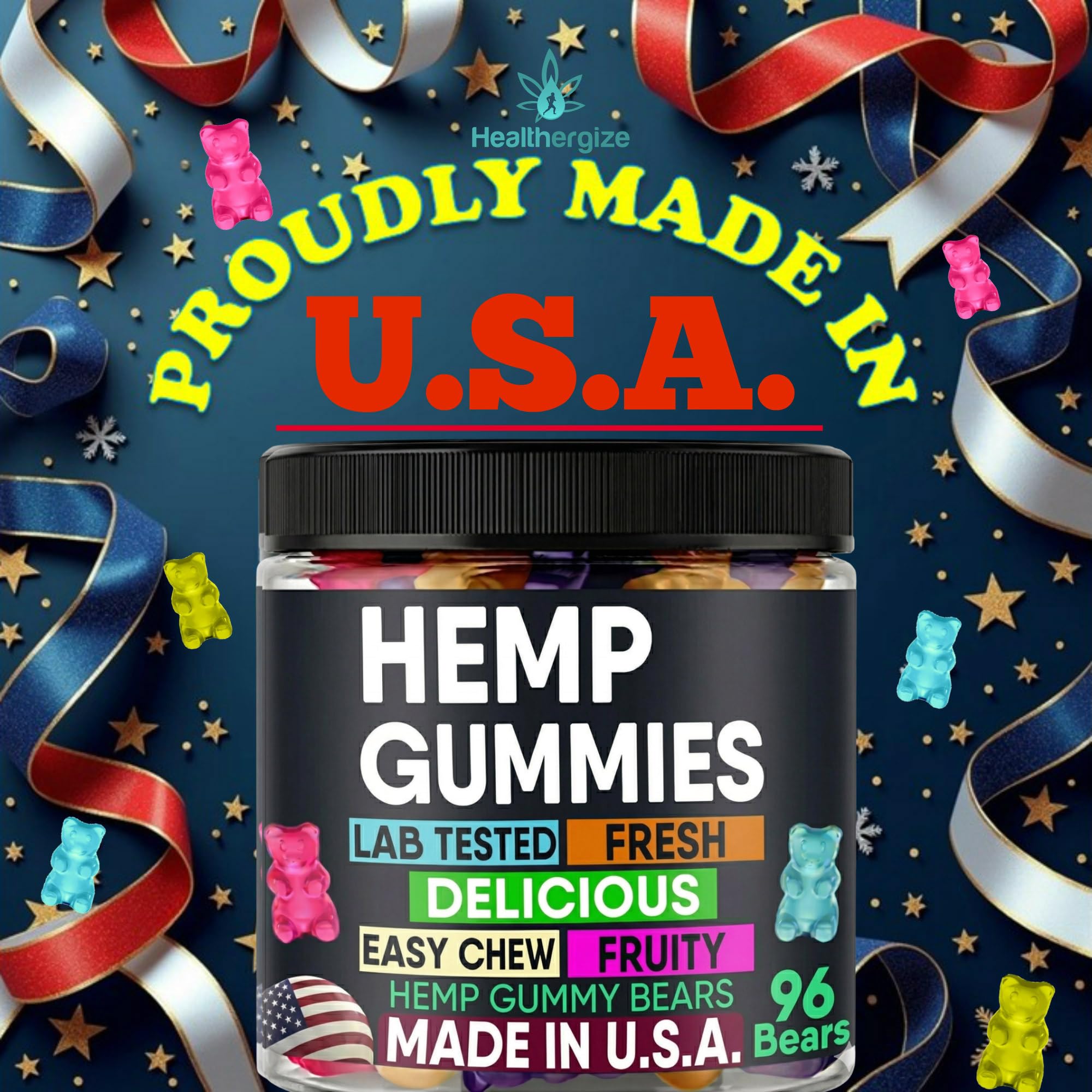 Healthergize Hemp Gummies showing different flavours