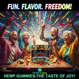 Healthergize Hemp Gummies with a measuring spoon