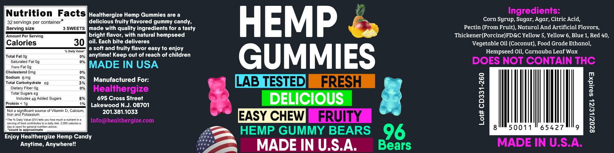 Healthergize Hemp Gummies with a measuring spoon