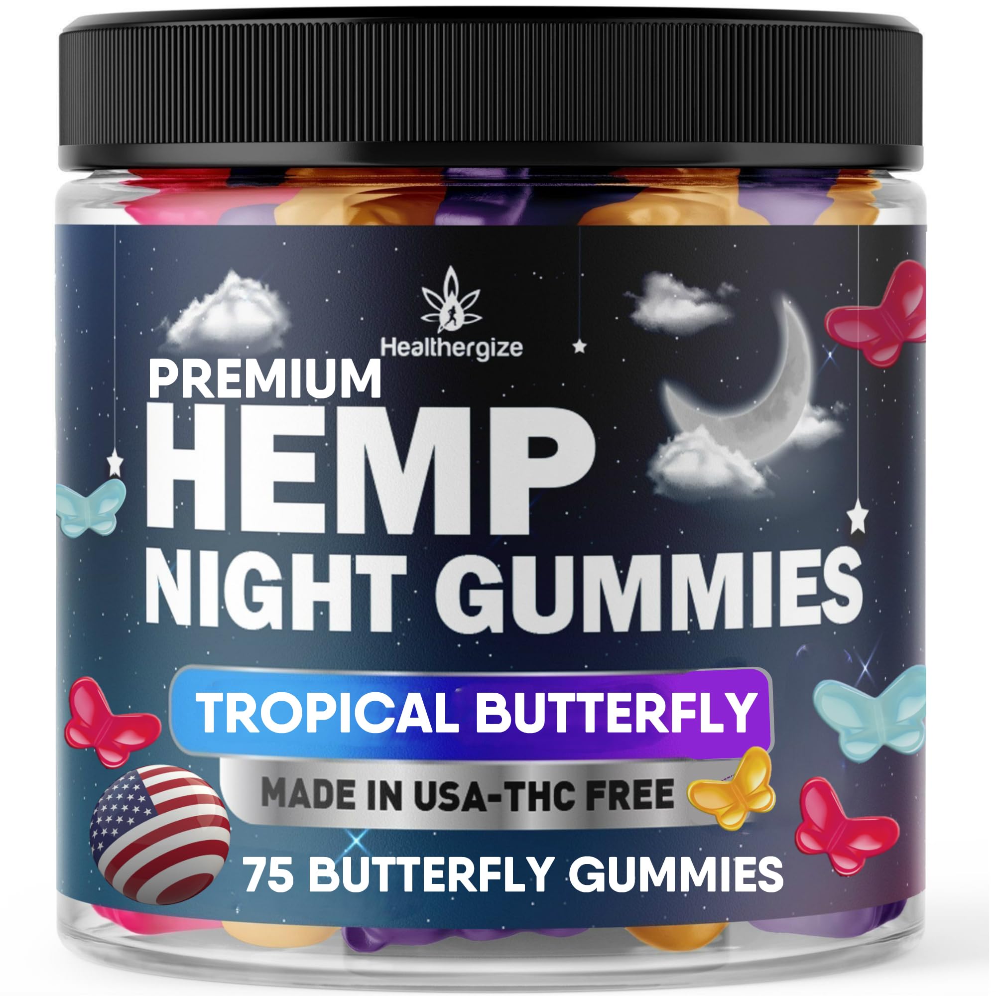 Healthergize Hemp Oil Gummies front view with packaging