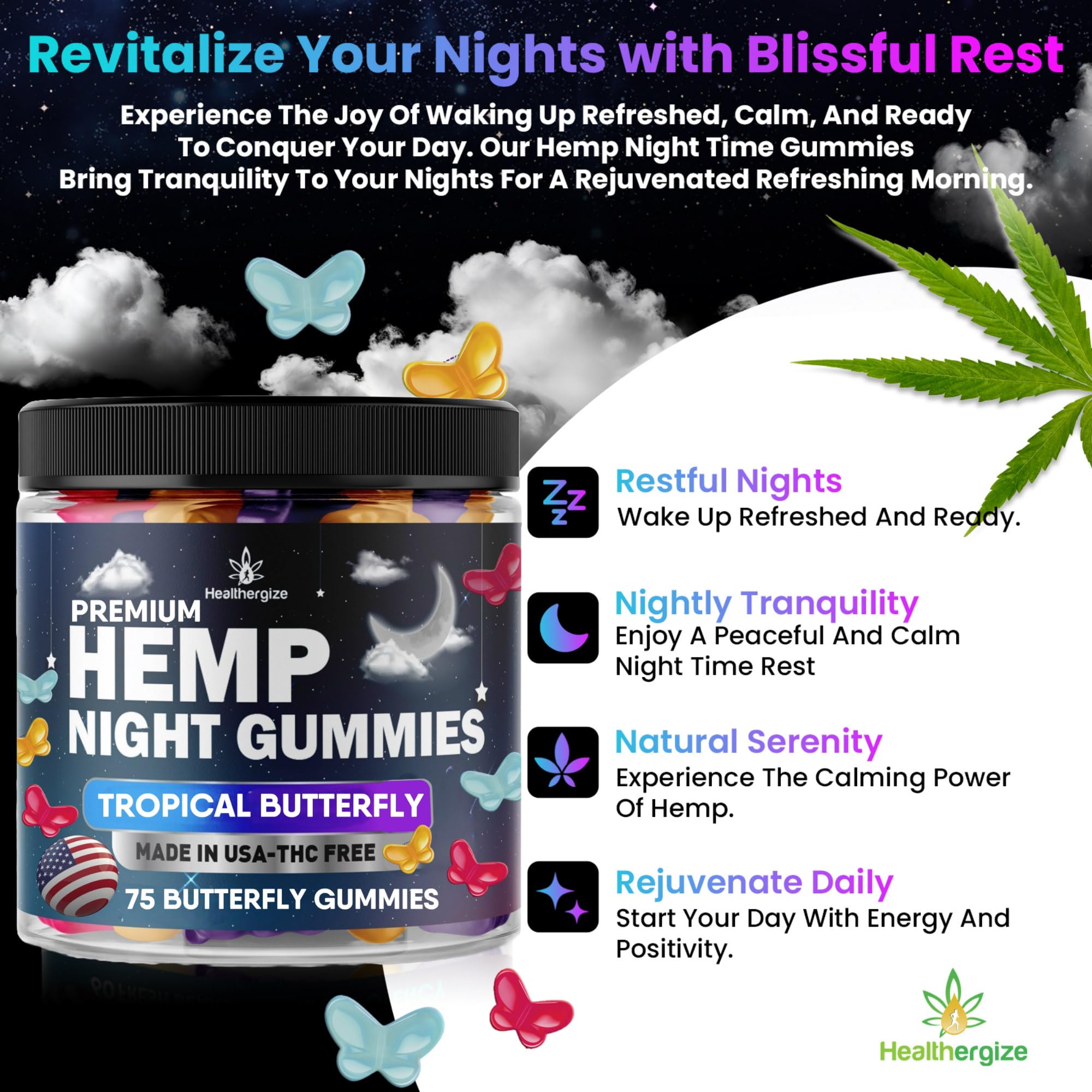 Healthergize Hemp Oil Gummies with a measuring spoon