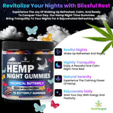Healthergize Hemp Oil Gummies with a measuring spoon