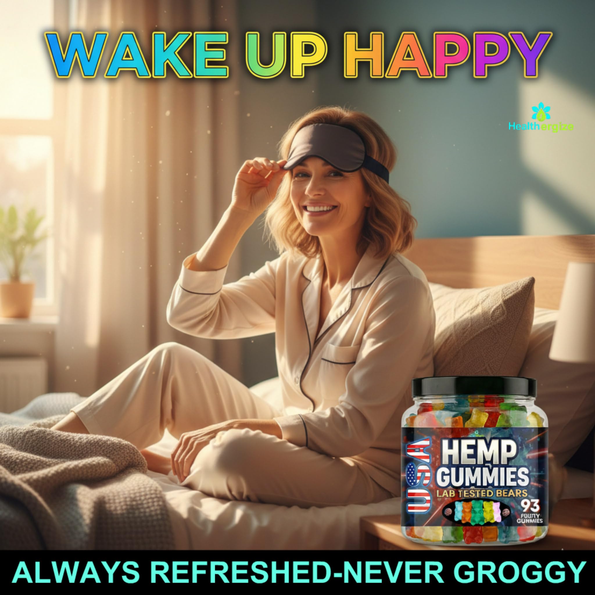 Healthergize Hempseed Oil Gummies bottle side view