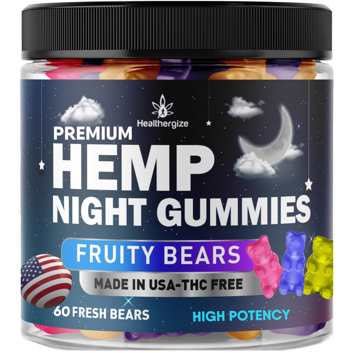 Healthergize Hempseed Oil Gummies front view packaging