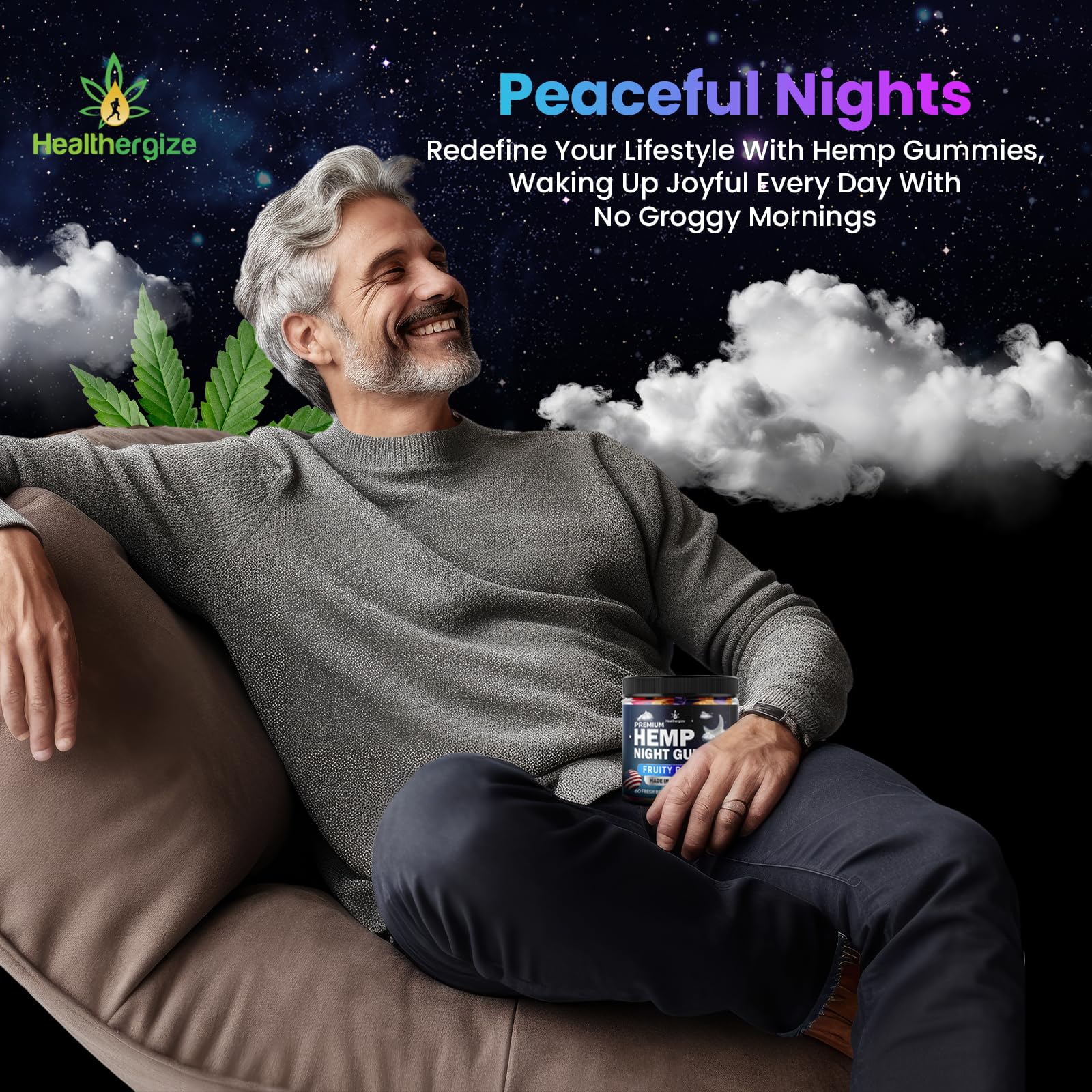 Healthergize Hempseed Oil Gummies showing ingredients list
