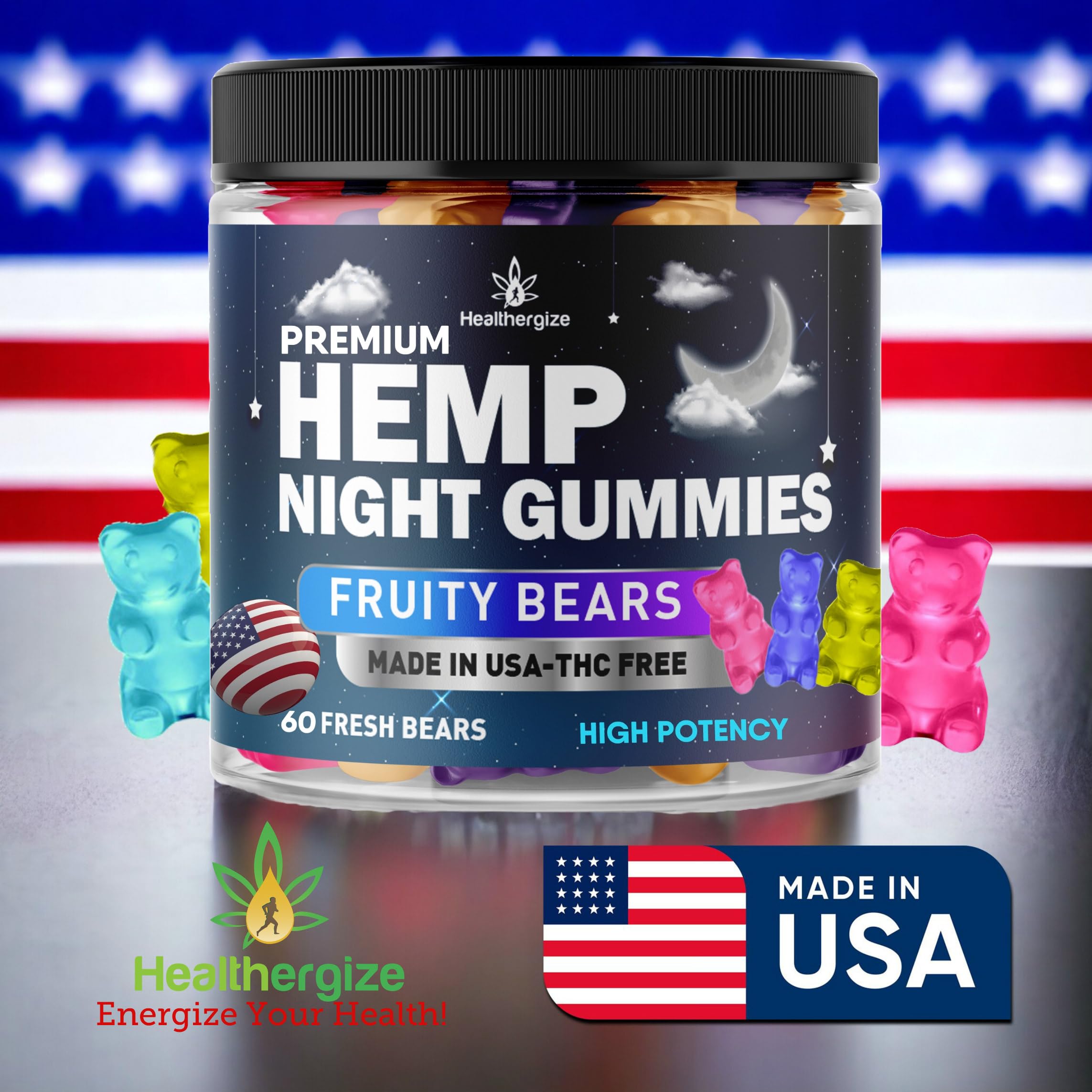 Healthergize Hempseed Oil Gummies with a glass of water