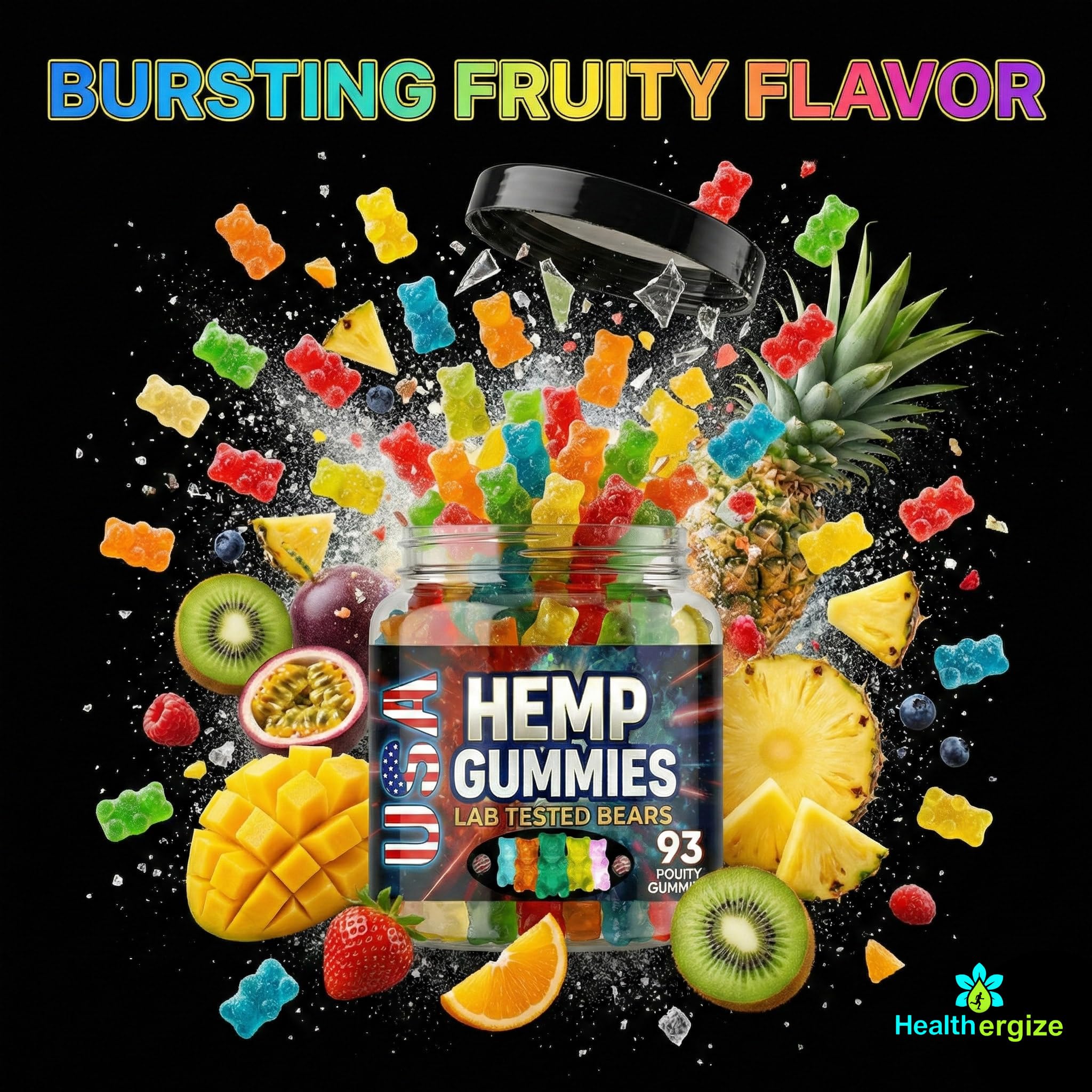 Healthergize Hempseed Oil Gummies with a serving suggestion