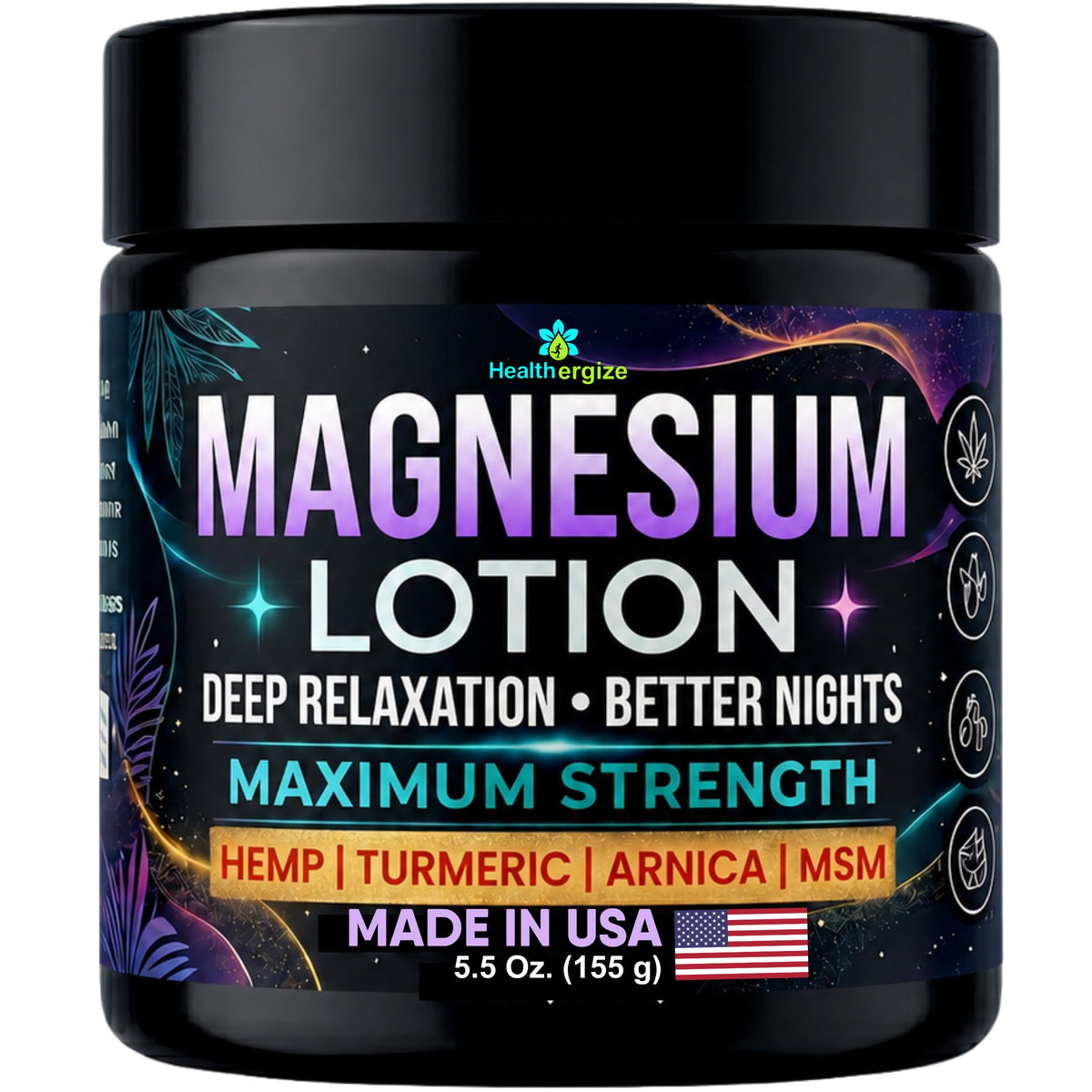 Healthergize Magnesium Lotion 5.5 oz jar front view