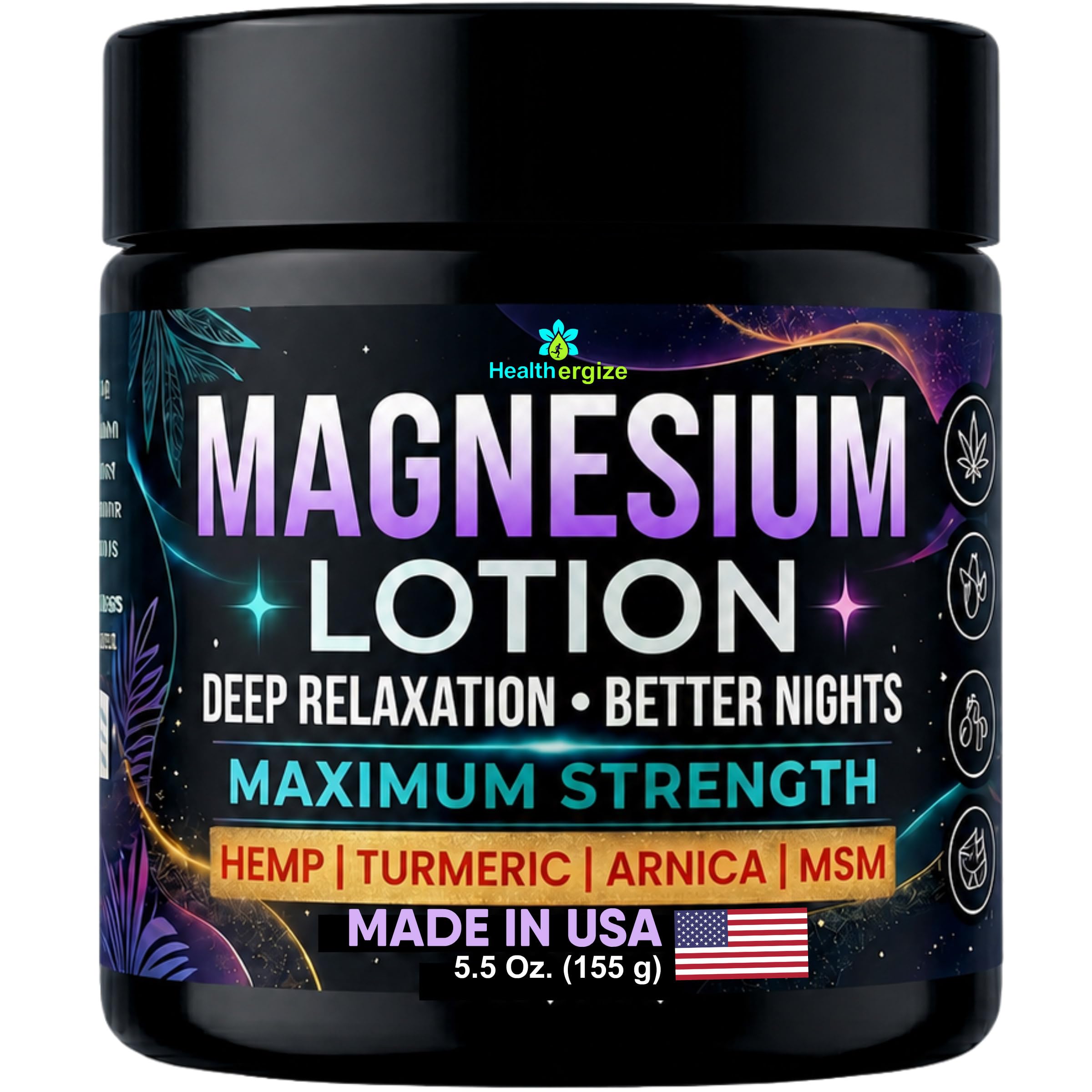 Healthergize Magnesium Lotion 5.5 oz jar front view
