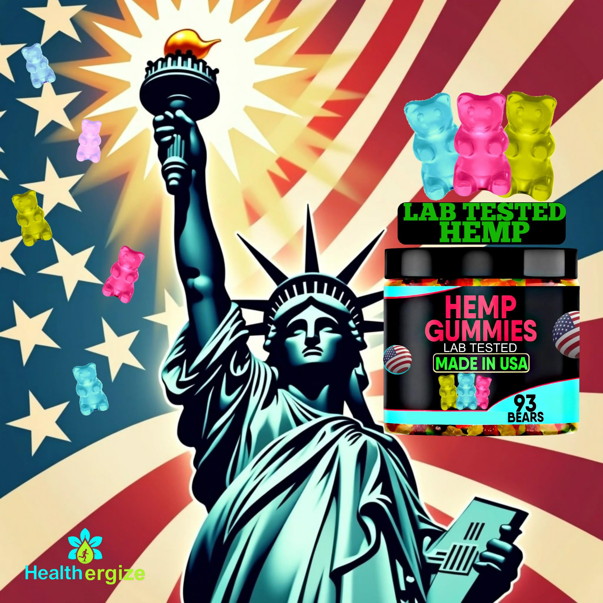 Healthergize Omega 3-6-9 Gummies back view with nutritional information