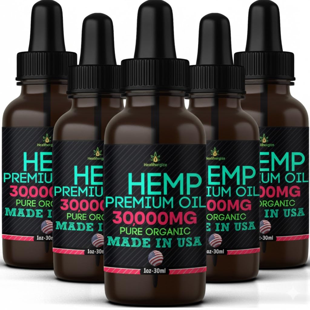 Healthergize Organic Hemp Seed Oil 1oz bottle front view
