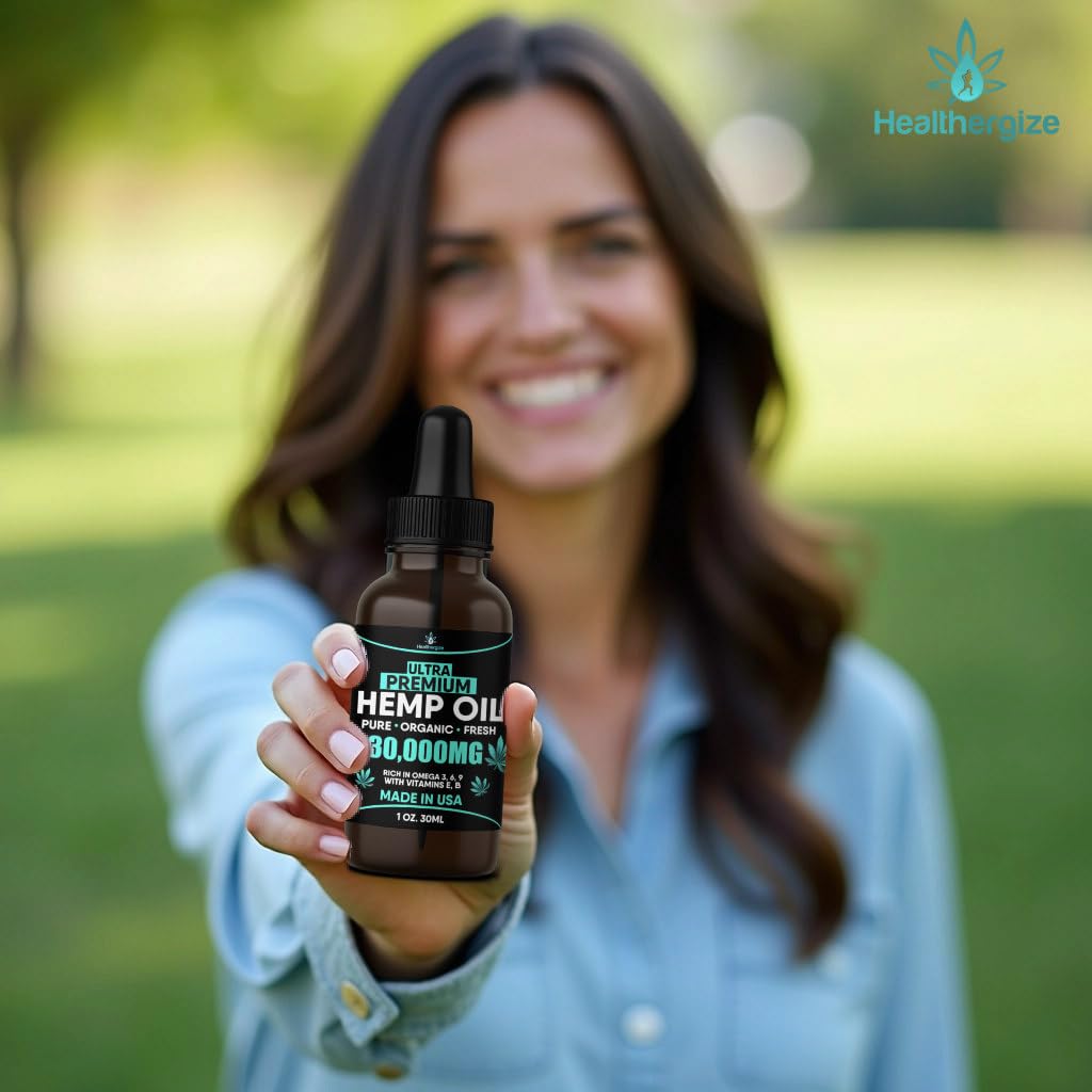 Healthergize Organic Hemp Seed Oil packaging details