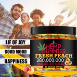 Healthergize Peach Hemp Gummies showing the texture of the gummies