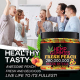 Healthergize Peach Hemp Gummies side view with nutritional information