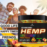 Healthergize Peach Hemp Gummies with natural hemp ingredients displayed
