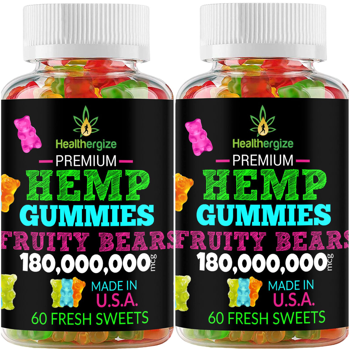 Healthergize Premium Hemp Gummies 2-Pack front view
