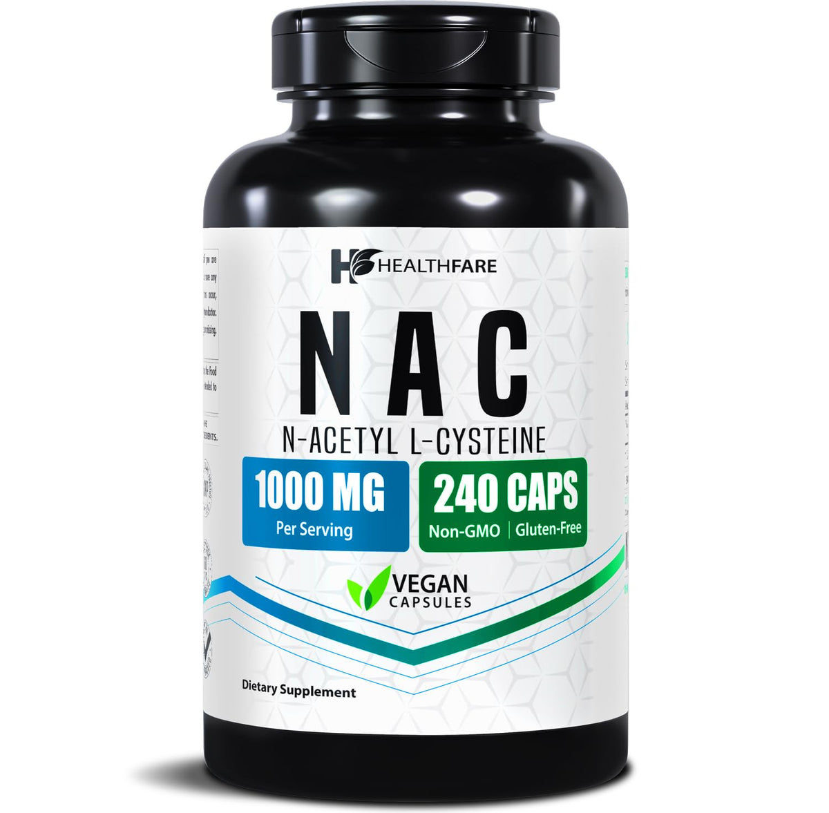 Healthfare Acetyl-L-Carnitine 1000mg vegan capsules front view