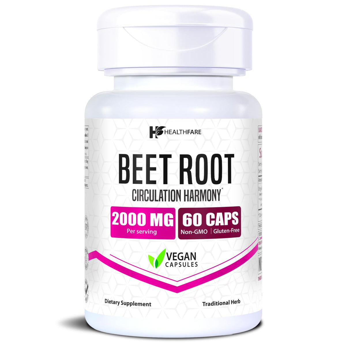 Healthfare Beetroot Capsules 2000mg front view