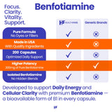 Healthfare Benfotiamine 150mg Vegan Capsules on a wooden table