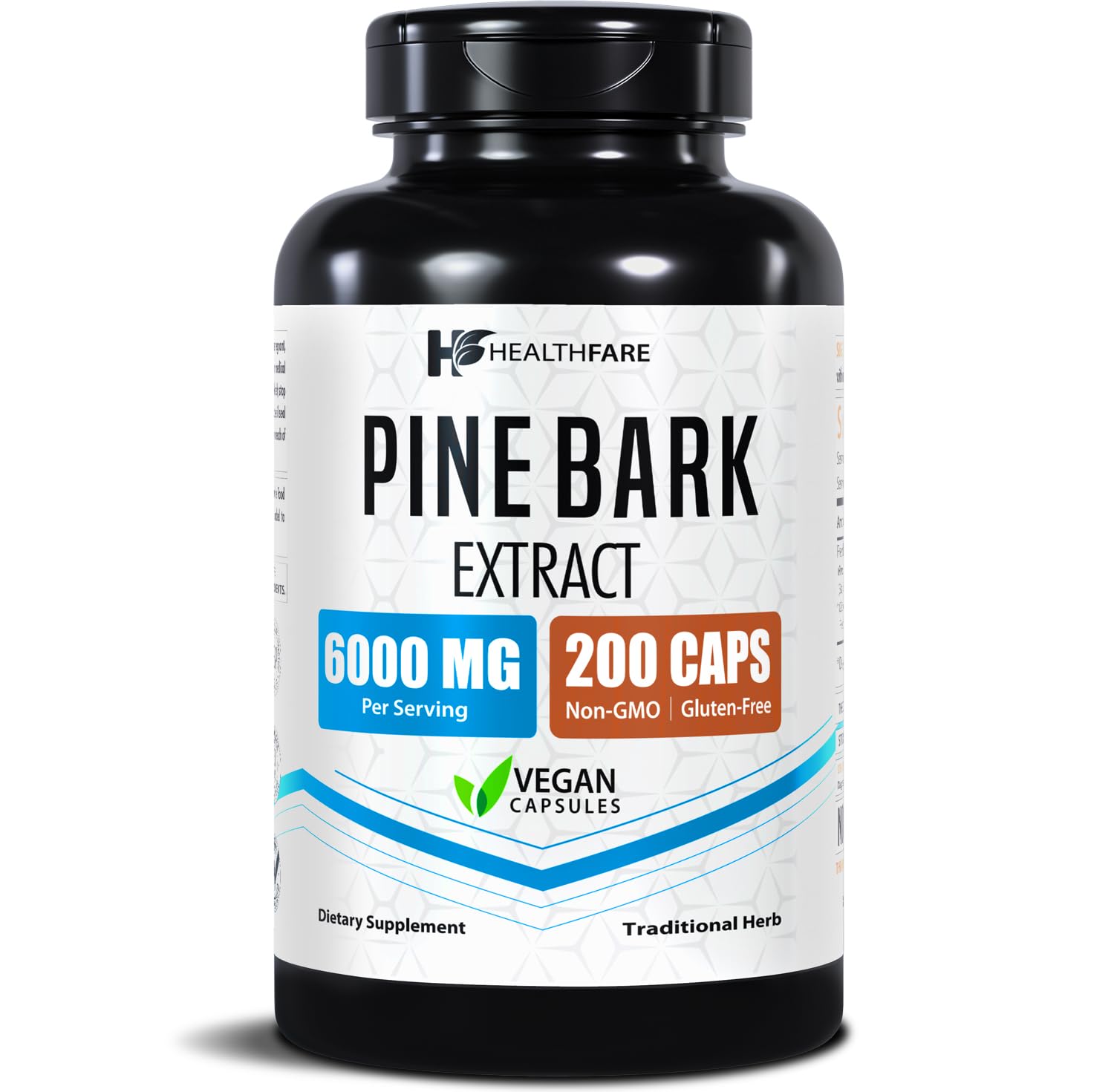 Healthfare French Maritime Pine Bark Extract bottle front view with 200 capsules