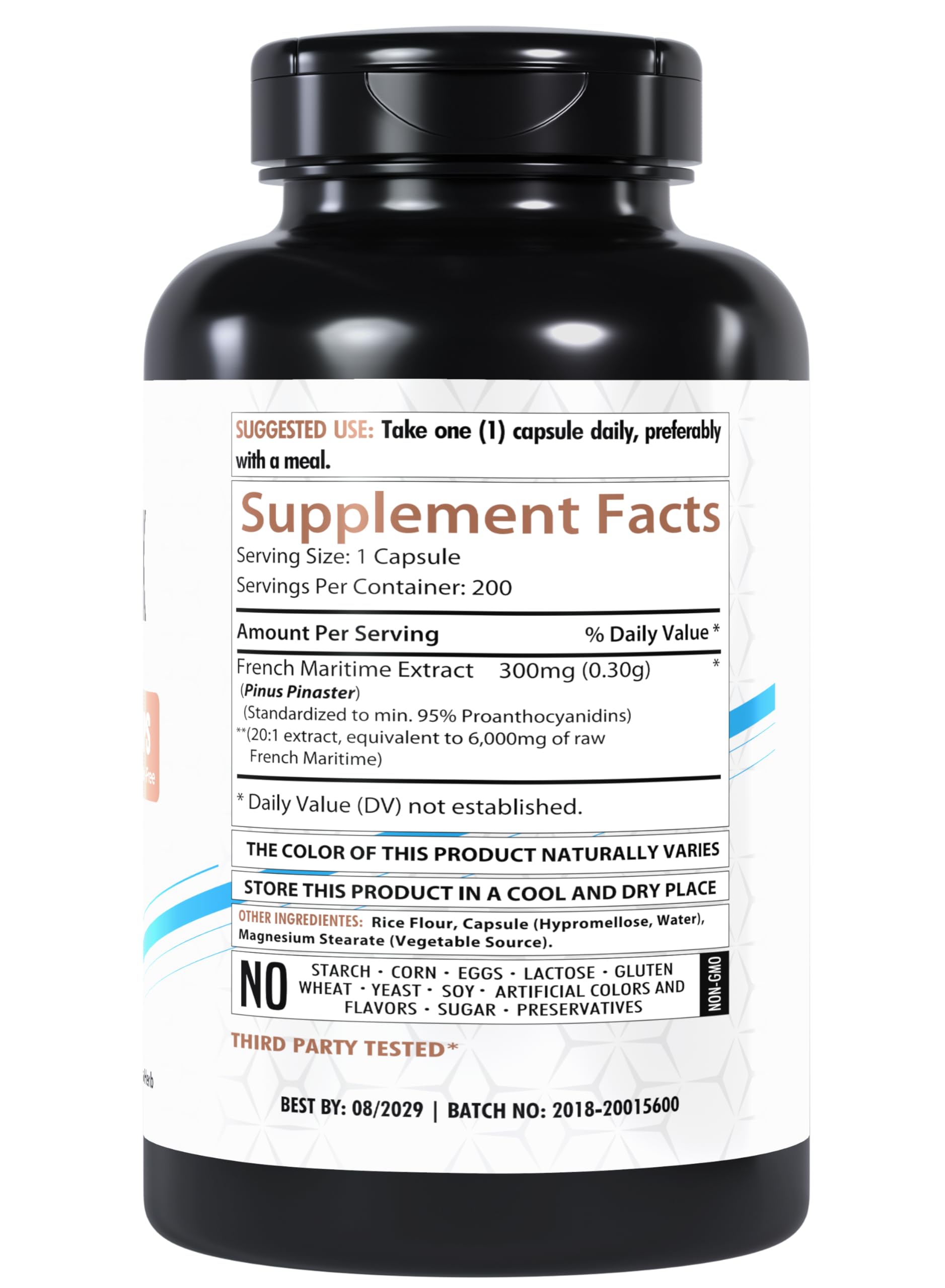 Healthfare French Maritime Pine Bark Extract bottle with ingredients list