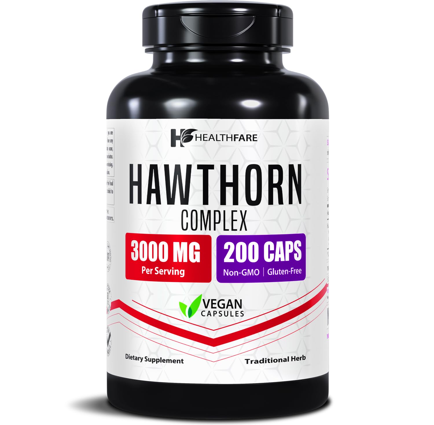 Healthfare Hawthorn Extract 3000mg vegan capsules front view