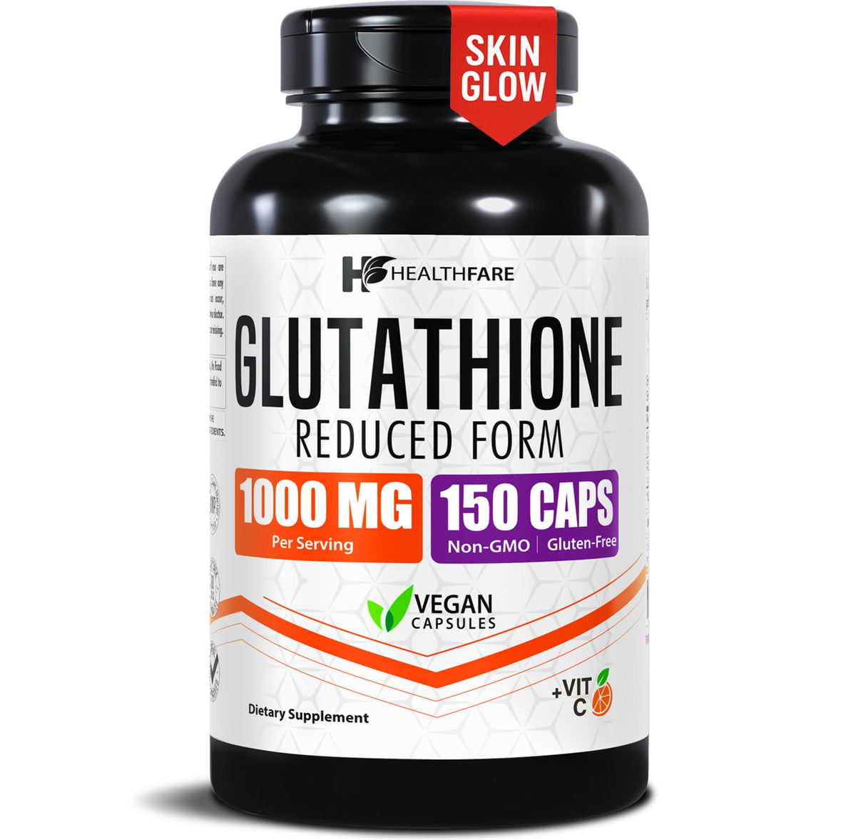 Healthfare L-Glutamine 1000mg vegan capsules front view