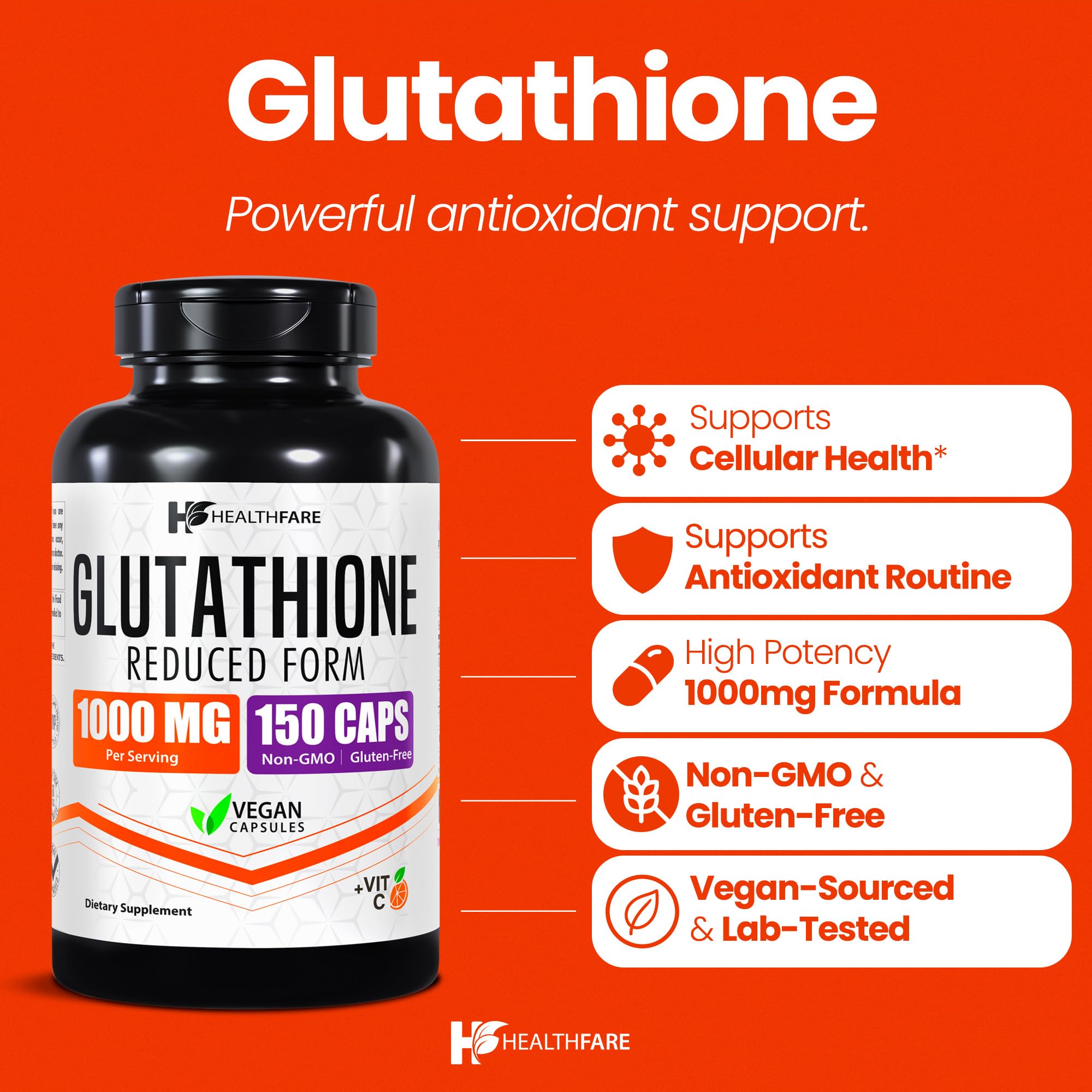 Healthfare L-Glutamine bottle with 90 capsules