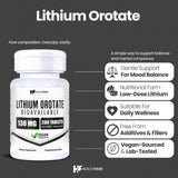 Healthfare Lithium Orotate bottle side view