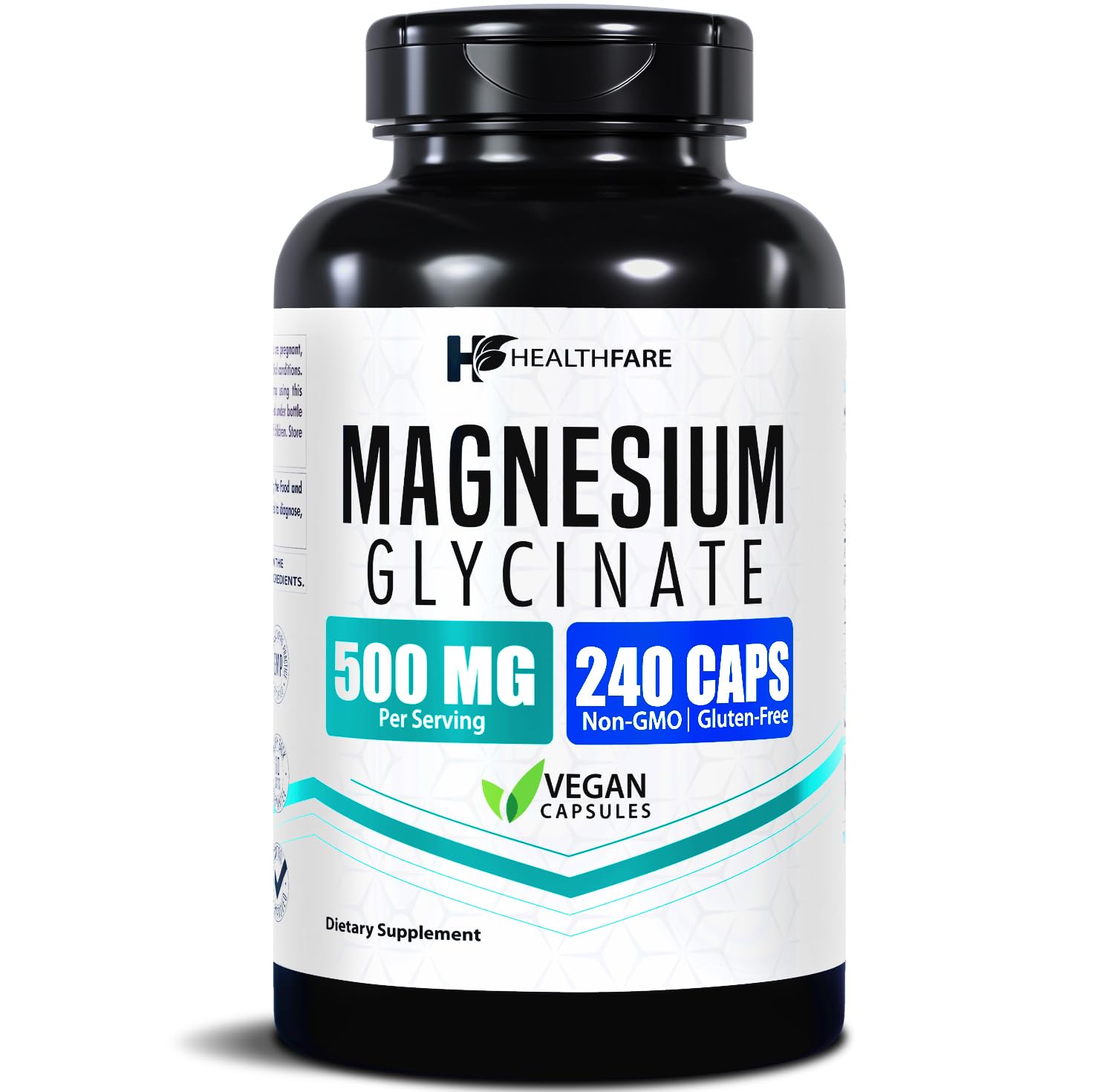 Healthfare Magnesium Glycinate 500mg capsules front view