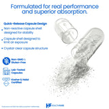 Healthfare Magnesium Glycinate 500mg capsules on a wooden table